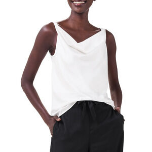 Nic+Zoe Women Crepe Draped Tank Top Cream Size M